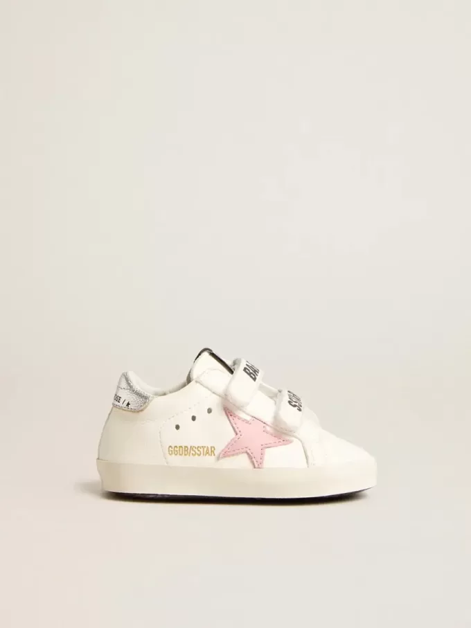 Baby Old School avec étoile en cuir rose et languette arrière en cuir argenté Baby Old School avec étoile en cuir rose et languette arrière en cuir argenté