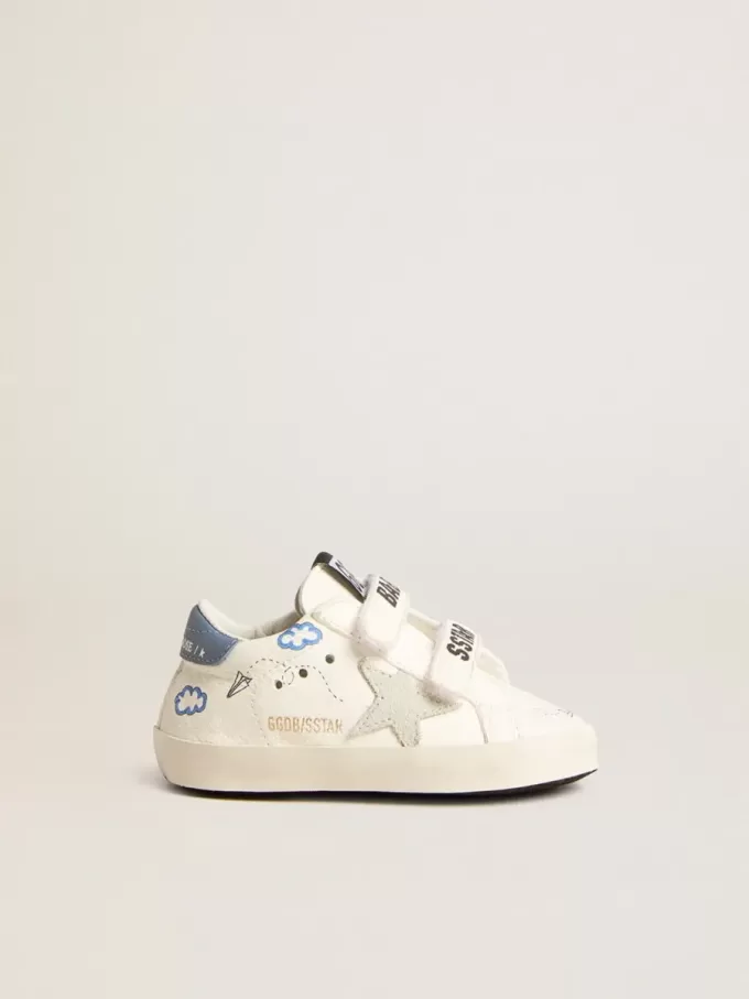 Baby Old School avec étoile en daim et languette en cuir bleu clair au talon Baby Old School avec étoile en daim et languette en cuir bleu clair au talon