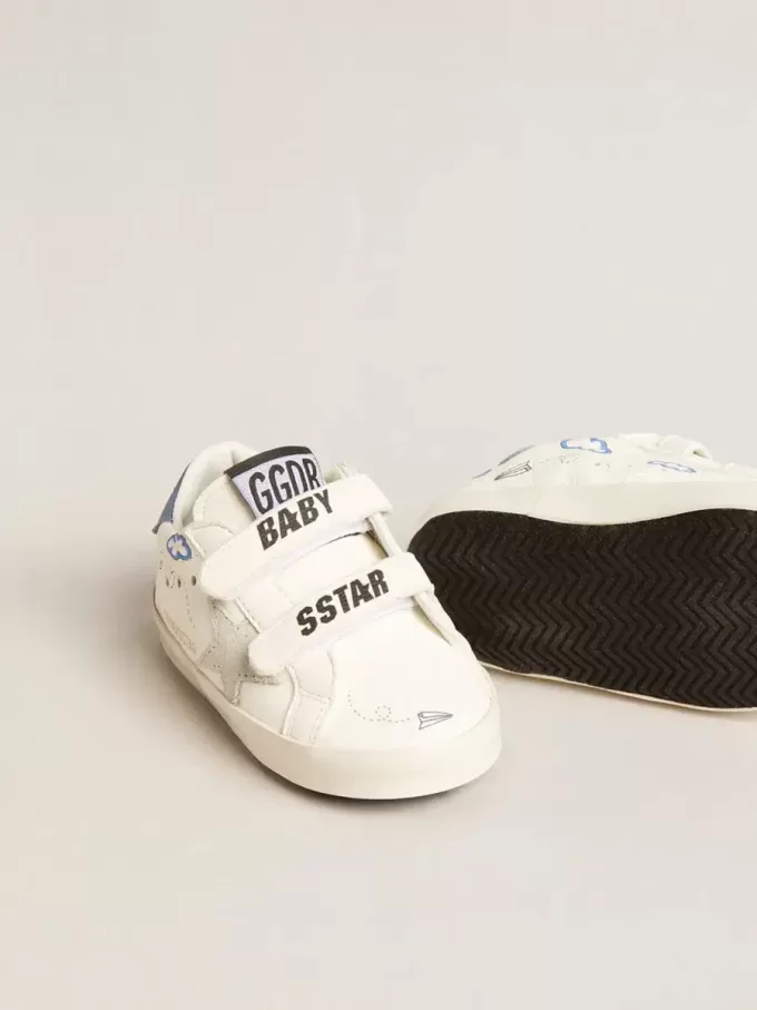 Baby Old School avec étoile en daim et languette en cuir bleu clair au talon Baby Old School avec étoile en daim et languette en cuir bleu clair au talon