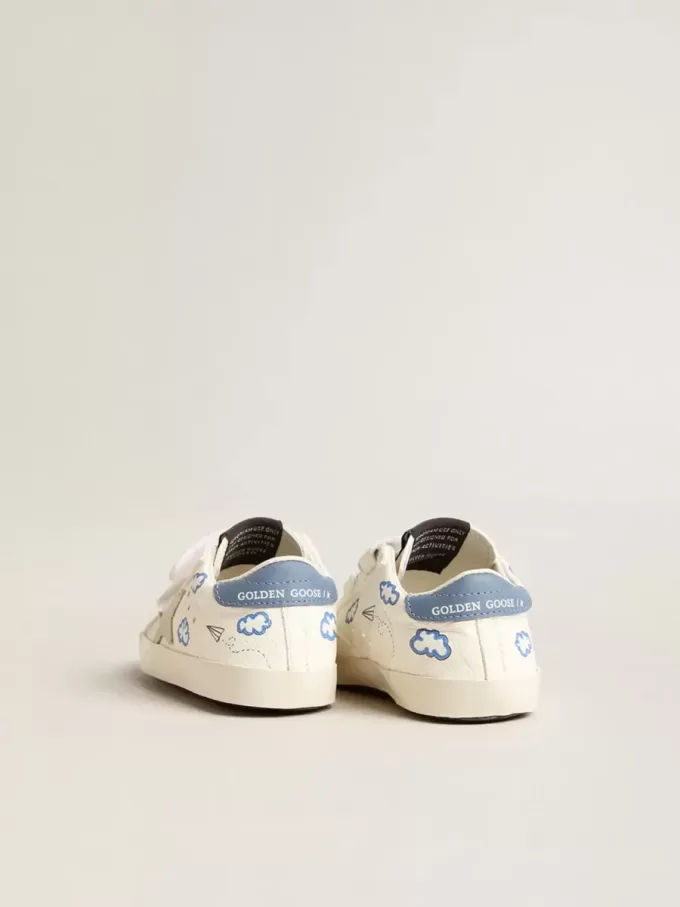 Baby Old School avec étoile en daim et languette en cuir bleu clair au talon Baby Old School avec étoile en daim et languette en cuir bleu clair au talon