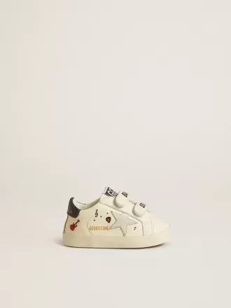 Baby School en cuir nappa avec imprimé musical et étoile en daim blanc