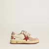Ball Star Junior en cuir nappa avec étoile en cuir nappa et languette en daim rose au talon
