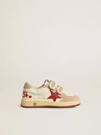 Ball Star Junior en cuir nappa avec étoile en cuir nappa et languette en daim rose au talon