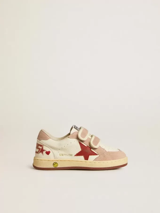 Ball Star Junior en cuir nappa avec étoile en cuir nappa et languette en daim rose au talon