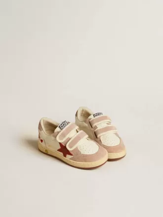 Ball Star Junior en cuir nappa avec étoile en cuir nappa et languette en daim rose au talon