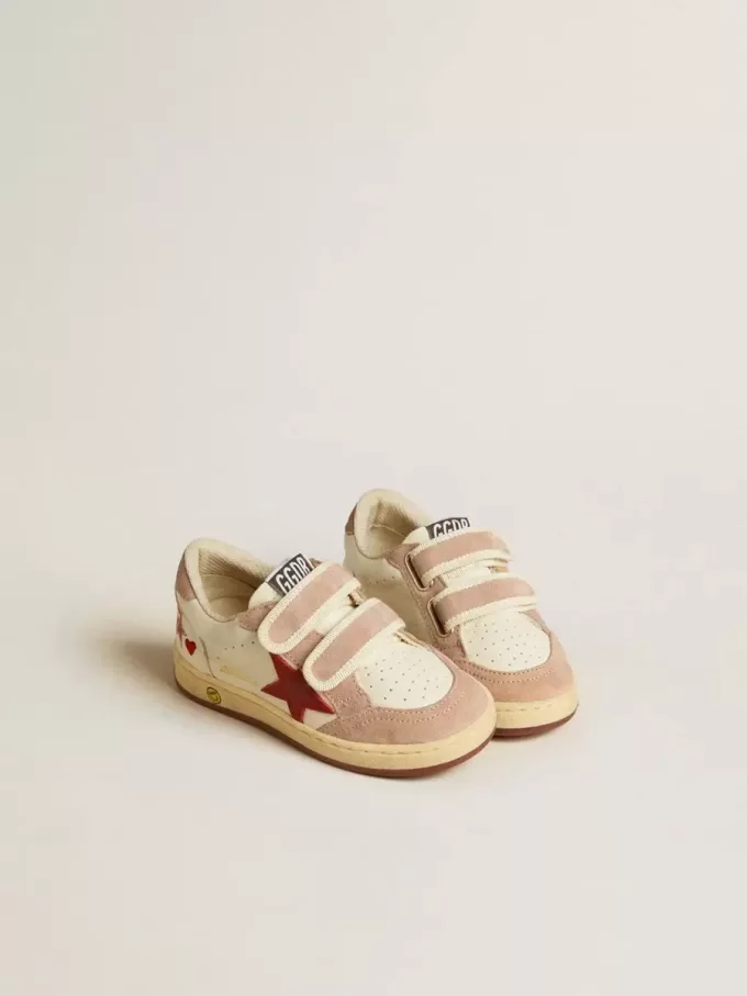 Ball Star Junior en cuir nappa avec étoile en cuir nappa et languette en daim rose au talon