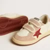 Ball Star Junior en cuir nappa avec étoile en cuir nappa et languette en daim rose au talon