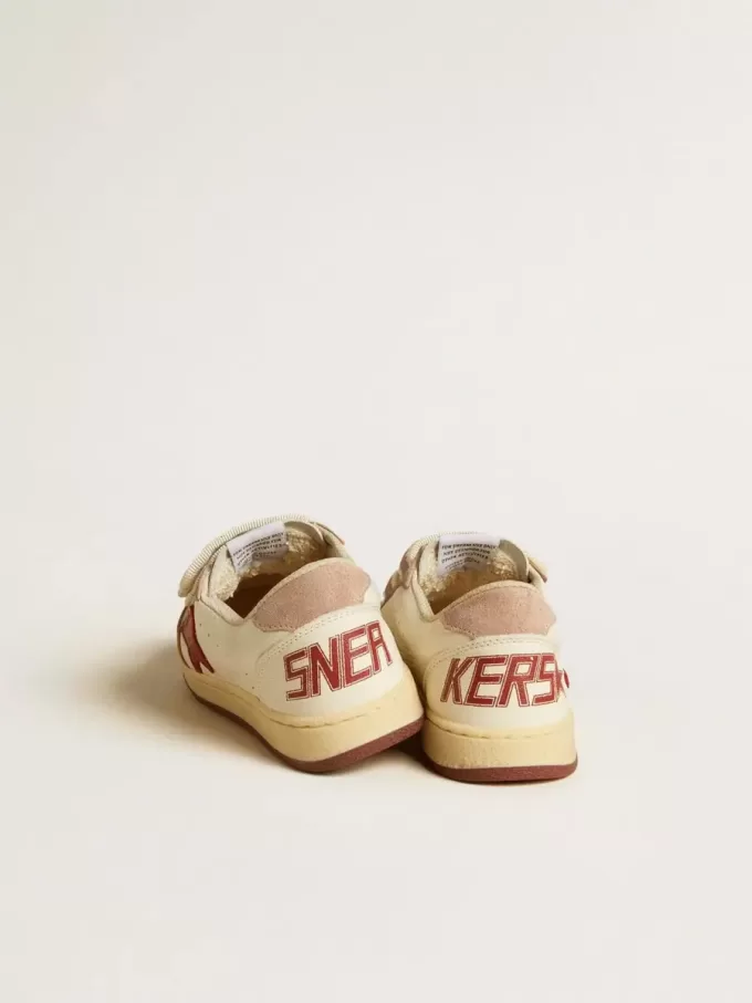 Ball Star Junior en cuir nappa avec étoile en cuir nappa et languette en daim rose au talon