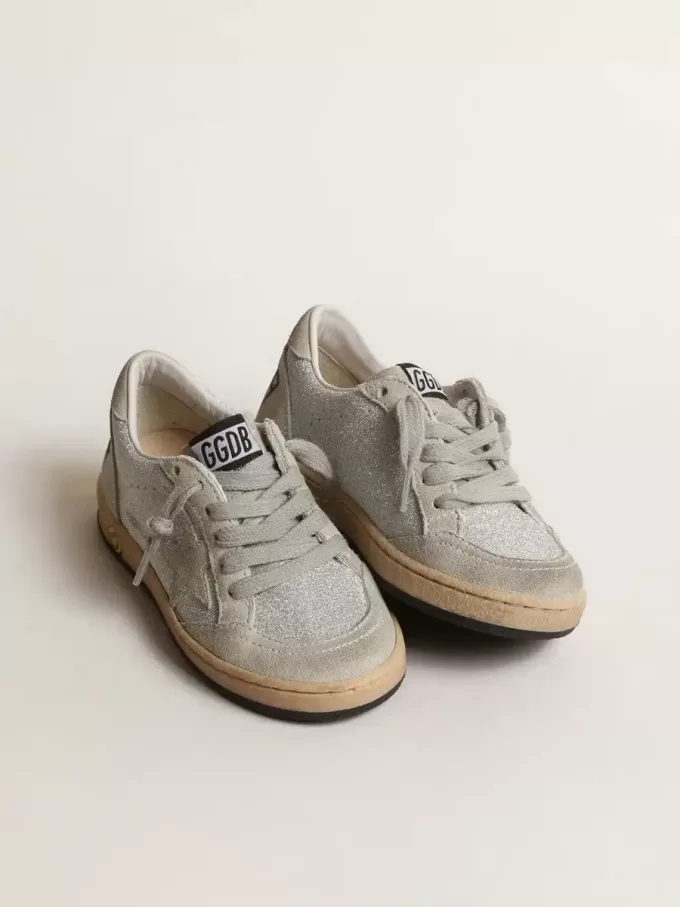 Ball Star Junior à paillettes avec empiècements en daim gris glacé
