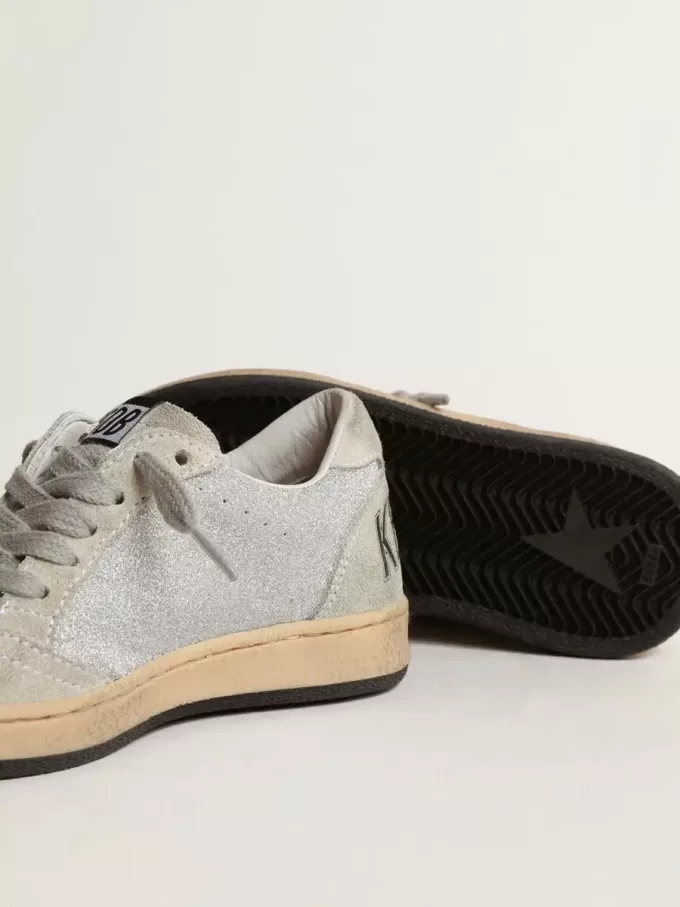 Ball Star Junior à paillettes avec empiècements en daim gris glacé