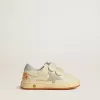 Ball Star Teen en cuir blanc avec étoile bleu pâle et languette au talon