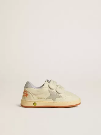 Ball Star Teen en cuir blanc avec étoile bleu pâle et languette au talon