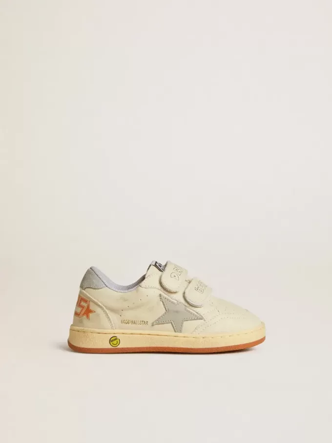 Ball Star Teen en cuir blanc avec étoile bleu pâle et languette au talon