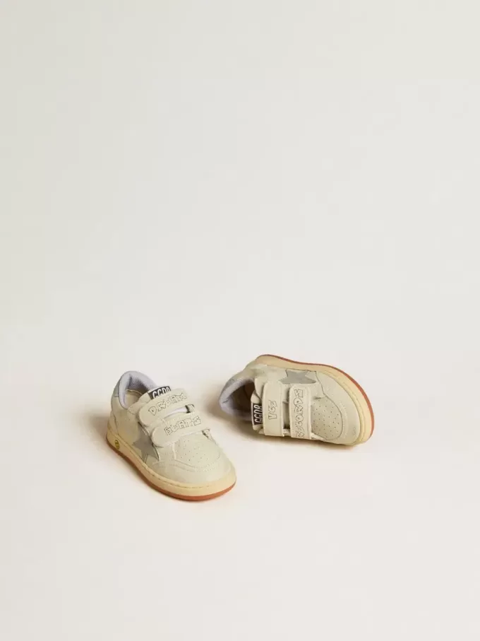 Ball Star Teen en cuir blanc avec étoile bleu pâle et languette au talon