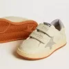 Ball Star Teen en cuir blanc avec étoile bleu pâle et languette au talon