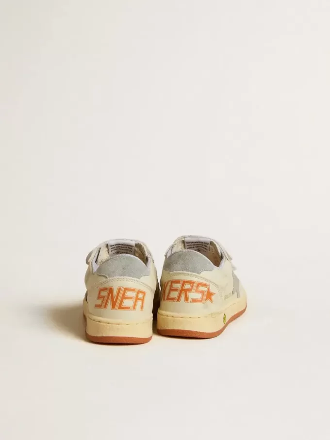 Ball Star Teen en cuir blanc avec étoile bleu pâle et languette au talon