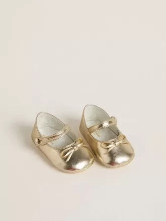 Ballerines Sofi Baby en cuir métallisé doré