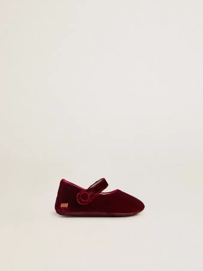 Ballerines Sofi Baby en velours et daim bordeaux