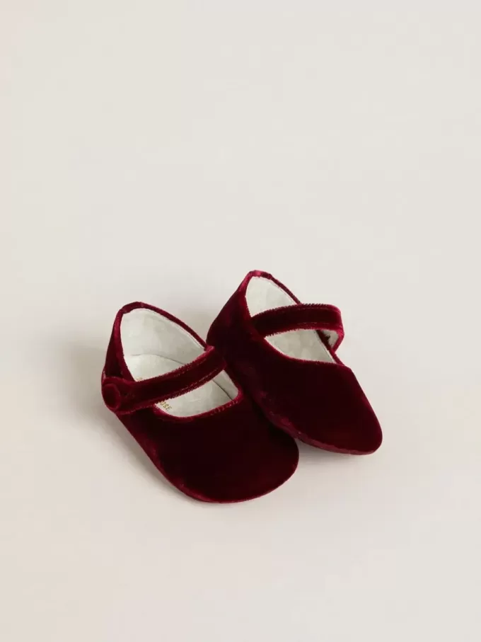 Ballerines Sofi Baby en velours et daim bordeaux