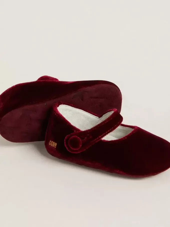 Ballerines Sofi Baby en velours et daim bordeaux