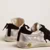 Baskets Super-Star en cuir argenté avec empiècements en daim