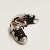 Baskets Super-Star en cuir argenté avec empiècements en daim