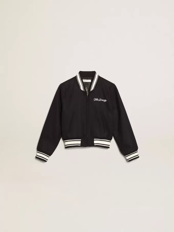 Blouson aviateur pour garçon en laine bleu foncé