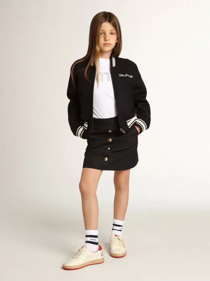 Blouson aviateur pour garçon en laine bleu foncé