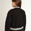 Blouson aviateur pour garçon en laine bleu foncé