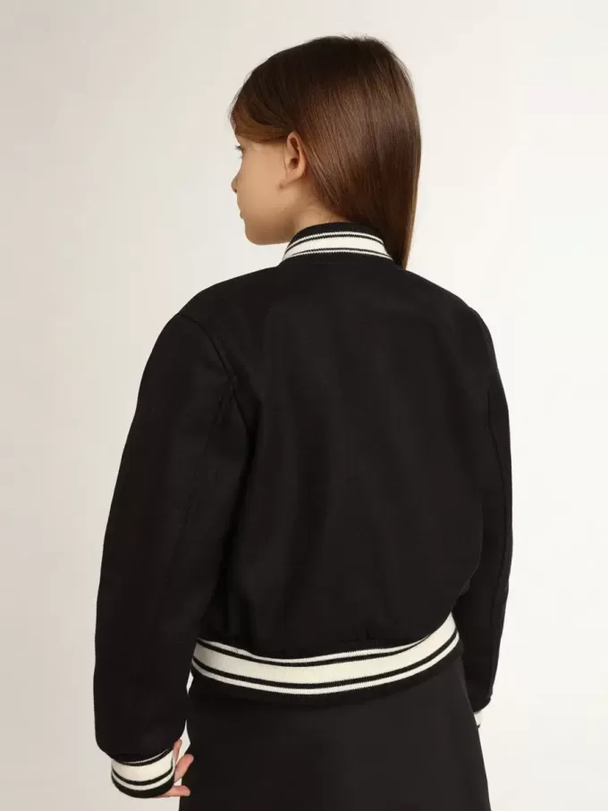 Blouson aviateur pour garçon en laine bleu foncé