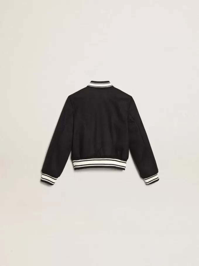 Blouson aviateur pour garçon en laine bleu foncé