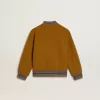 Blouson bomber en laine pour enfant, couleur jaune ocre, avec patch