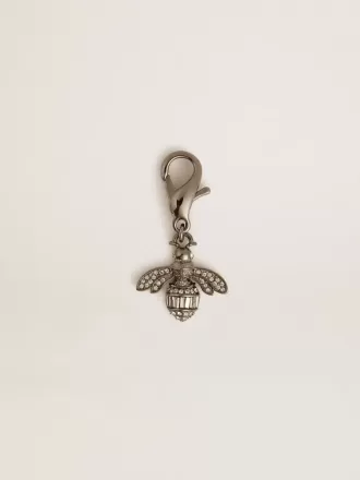 Breloque en forme d’abeille en laiton argenté avec cristaux Breloque en forme d’abeille en laiton argenté avec cristaux