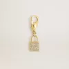 Breloque en forme de cadenas en laiton doré avec cristaux Breloque en forme de cadenas en laiton doré avec cristaux