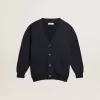 Cardigan en coton bleu foncé avec logo au dos
