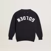 Cardigan en coton bleu foncé avec logo au dos