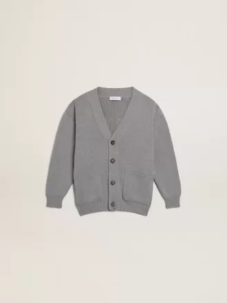 Cardigan en coton gris avec logo dans le dos