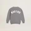 Cardigan en coton gris avec logo dans le dos