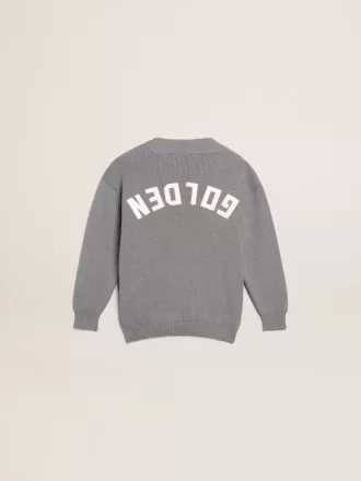 Cardigan en coton gris avec logo dans le dos