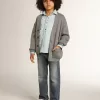 Cardigan en coton gris avec logo dans le dos