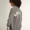 Cardigan en coton gris avec logo dans le dos