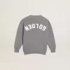 Cardigan en coton gris avec logo dans le dos