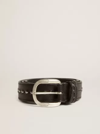 Ceinture en cuir noir avec clous