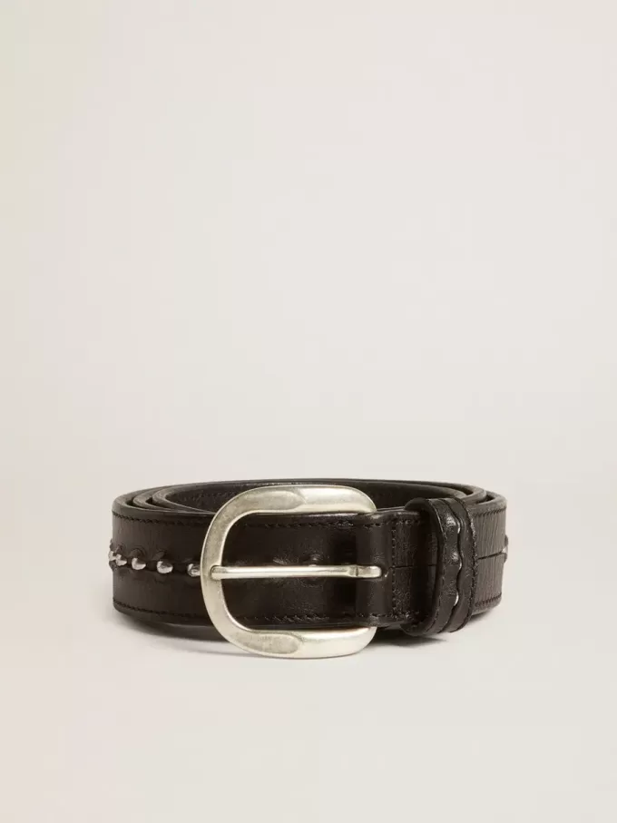 Ceinture en cuir noir avec clous
