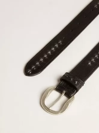 Ceinture en cuir noir avec clous