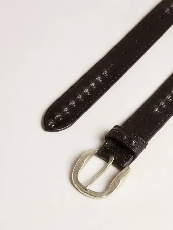 Ceinture en cuir noir avec clous
