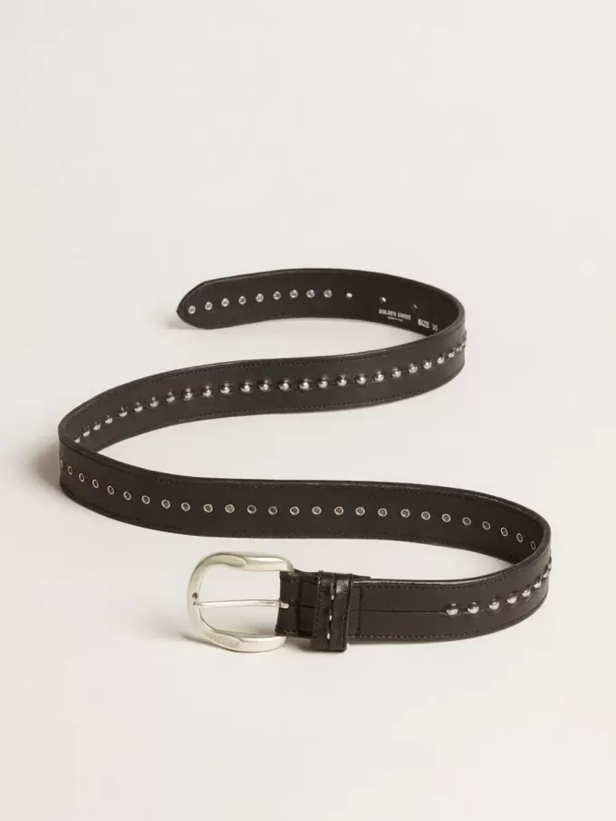 Ceinture en cuir noir avec clous