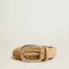 Ceinture en cuir tressé couleur sable
