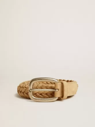 Ceinture en cuir tressé couleur sable