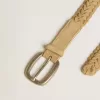 Ceinture en cuir tressé couleur sable